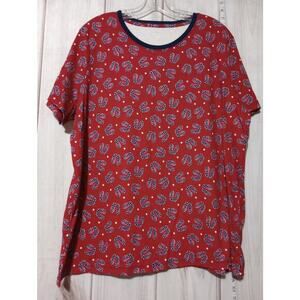 Kim Rogers Shirt Womens XL Red Patriotic Flip Flop Stars Summer Tee Top USA